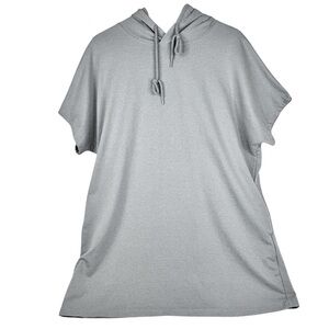 DoKoToo Oversize Light Grey Short Sleeve Drawstring  Hoodie with Pockets XL